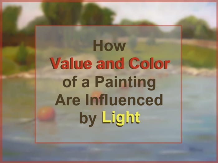 The appearance of a painting is influenced by the effect of light and atmosphere, the arrangement of darks and lights, and the harmony and balance of color. Light influences all of them.