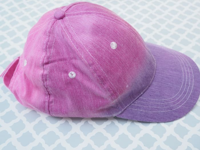 The hat after it's been washed and dried. It definitely loses some of it's vibrancy.