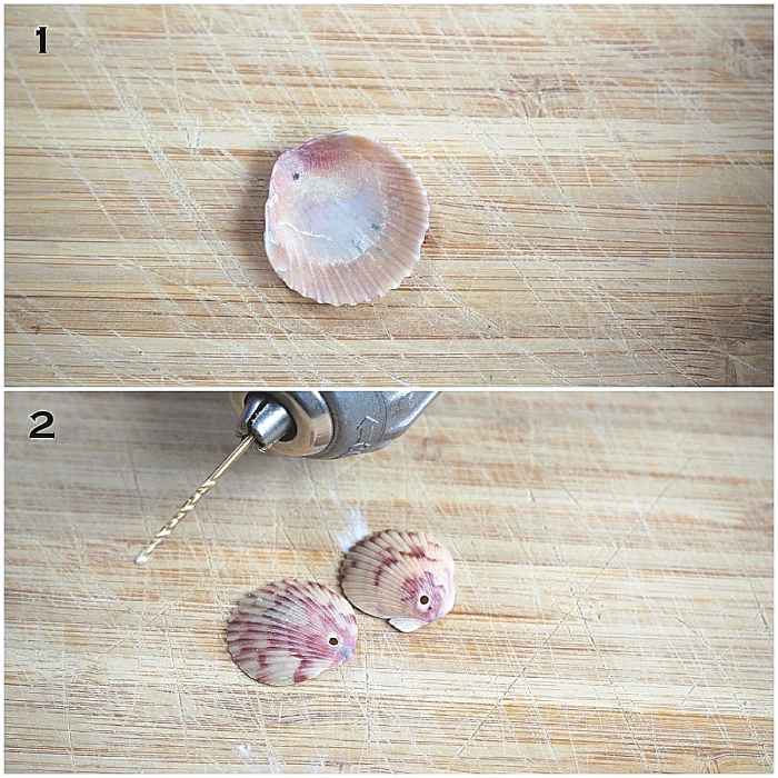 Drilling holes in the shells for the attachments.