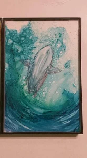 A Whale of A Time Alcohol Inks on Photo paper 4x6 Original Art by Candice Collins Do Not Use Without Permission