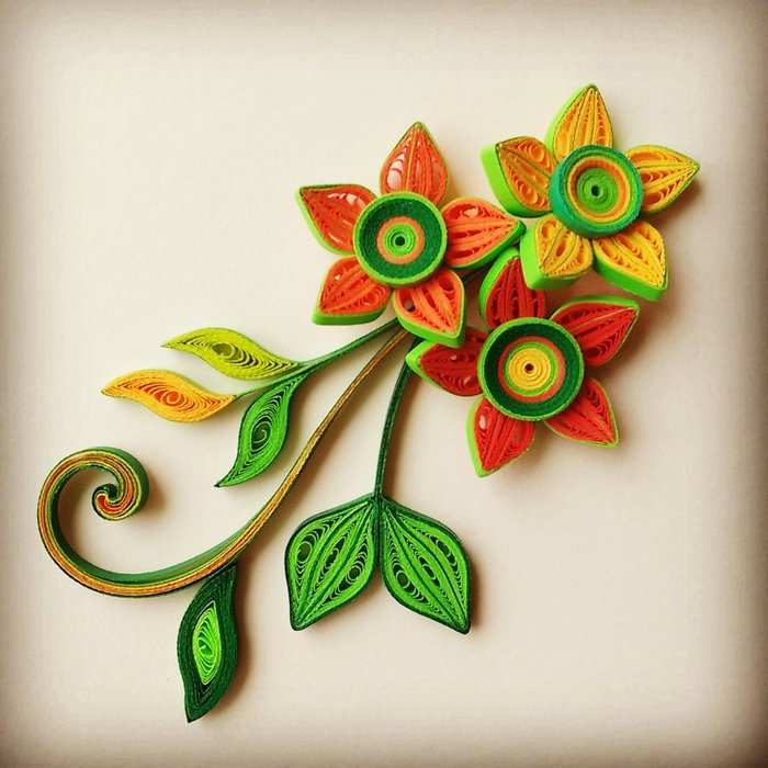 Gorgeous 3D Quilled Flowers and Leaves From Scratch! : Learn to make these gorgeous and colorful flowers and leaves today, from scratch! I'll also show you how and where you can use em in different projects :)