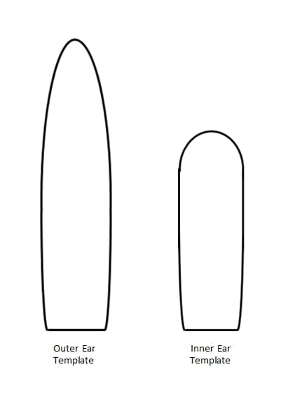Print out the ear template above to make ears that are the proper size for your bunny's head.