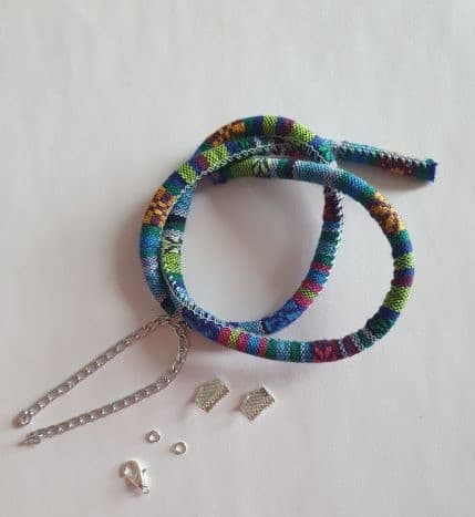 This is what will make the base of your necklace. Besides these, you will need only polymer clay to make the beads.