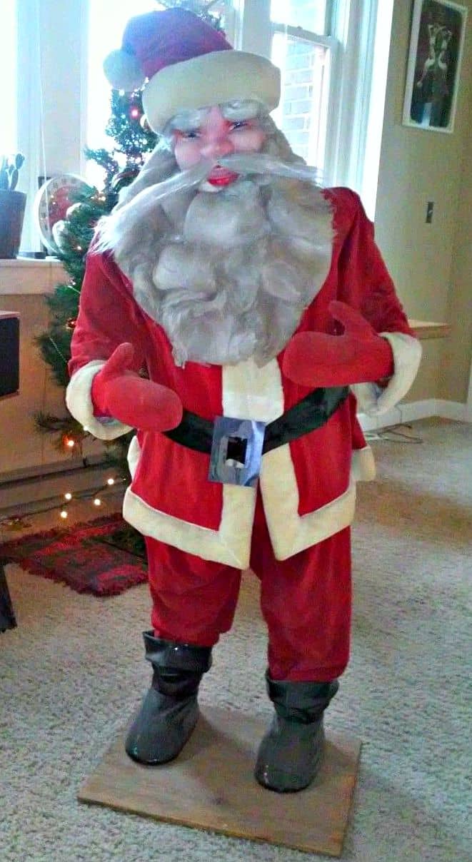 Hand made by Harold in 1948 for a department store display this Harold Gale Santa Measures 66 Inches tall. He probably stood behind a bunch of toys.