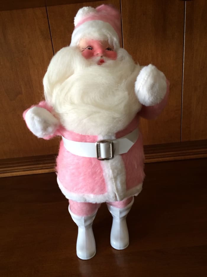 Fabulous 1963, Vintage Pink, Harold Gale Santa Claus. He stands an amazing 14 Inches tall, this is a real rare one to find and is valuable in pristine condition.