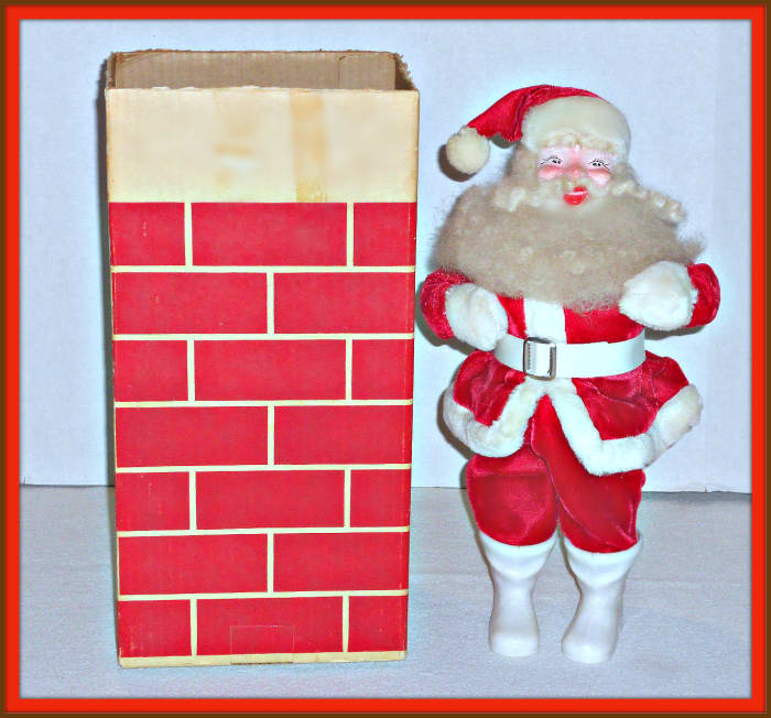 For the Christmas holidays in 1963 the Harold Gale Santa came with his own Cardboard Chimney for your holiday display. What a wonderful way to get into the season with this as a center piece of your holiday decorations.