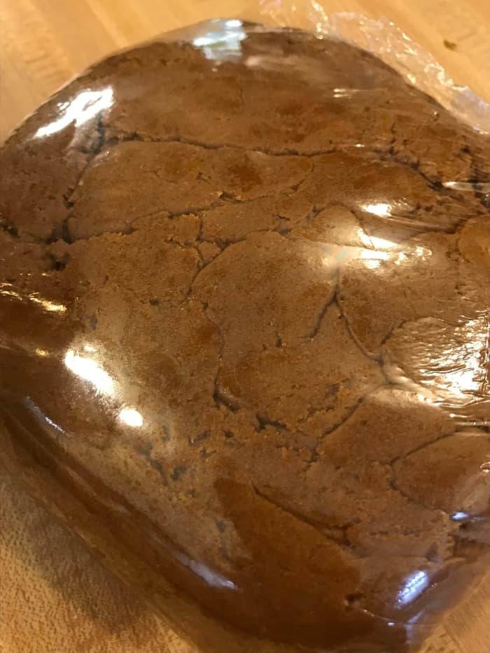 Wrap the dough and let it rest about half an hour. You don't have to chill it; it's fine at room temperature. When you're ready to roll it out, divide it into three equal pieces.