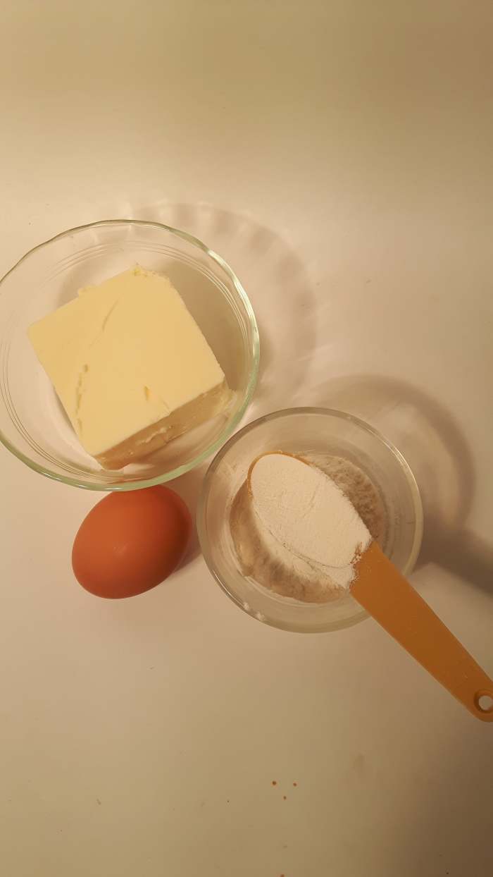 Just 3 extra ingredients. If you don't have flour, perhaps your neighbor could spare you half a cup. You will need some to roll out the dough.