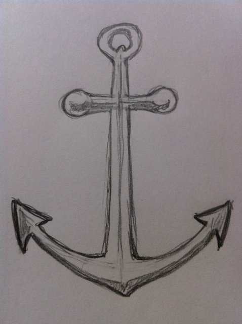 Step 4. Finish outlining the anchor.