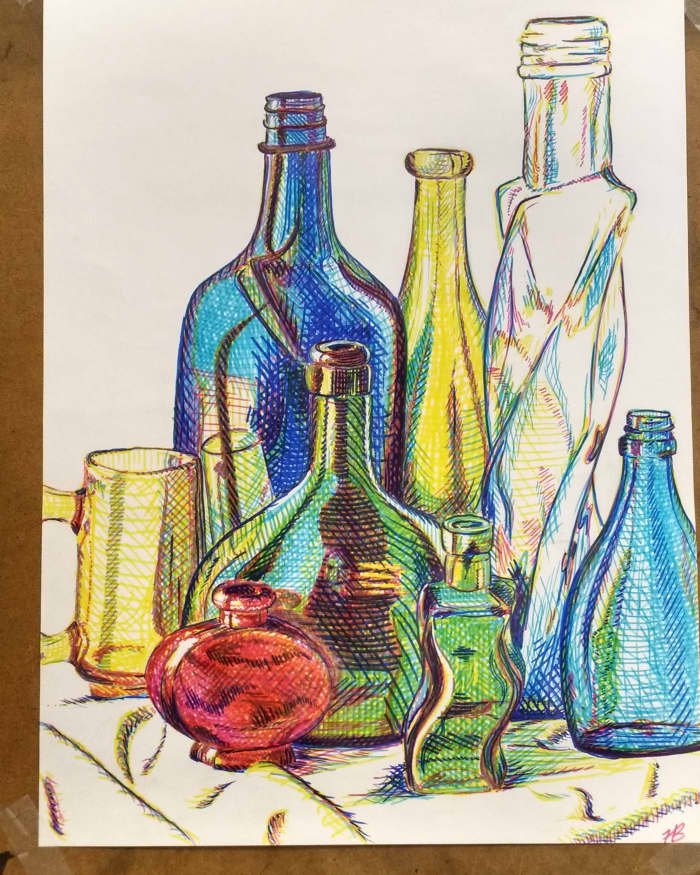 This is the final piece. I actually used four colors: canary yellow, process red, true blue, and ultramarine.