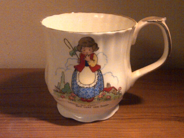 An exquisite little china cup - found in a charity shop - may be the perfect gift for someone who collects porcelain. This mug features a nursery rhyme theme and might also be ideal for a unique Christening gift!