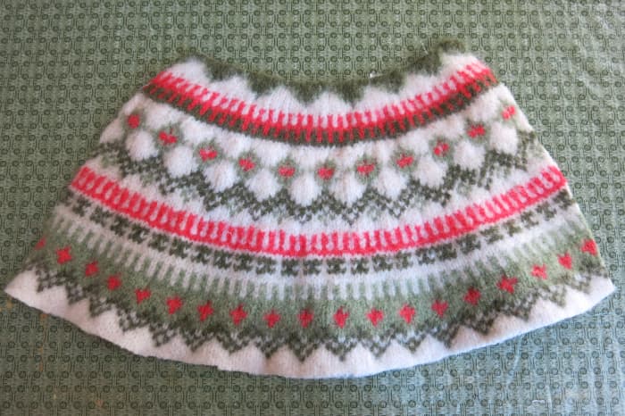Cut out the area of your felted sweater that you want to use to make your pumpkin.