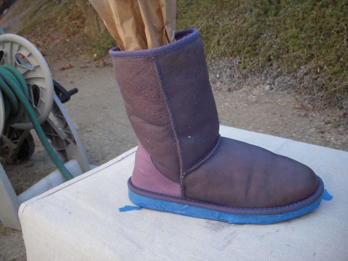 Put the newspaper or brown paper into your boots to keep them from flopping over while you work.