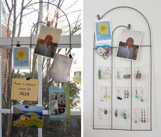 recycle a simple garden fence into a bulletin board or jewelry organizer for your wall or window
