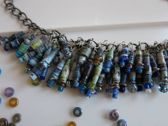 my necklace has two rows of beaded fringe: a shorter top row, and a longer bottom row.
