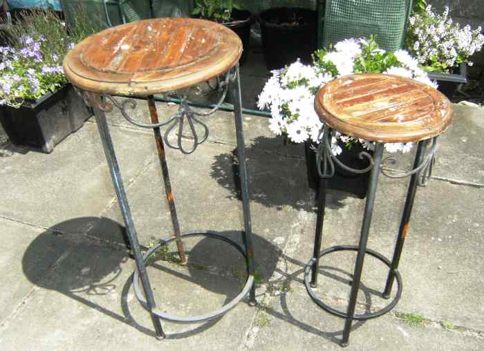 Two old tables that I transformed with my Mosaic designs.