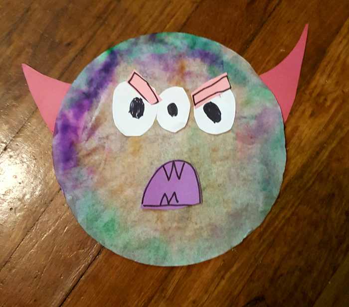 TieDye Coffee Filter Monster Halloween Craft