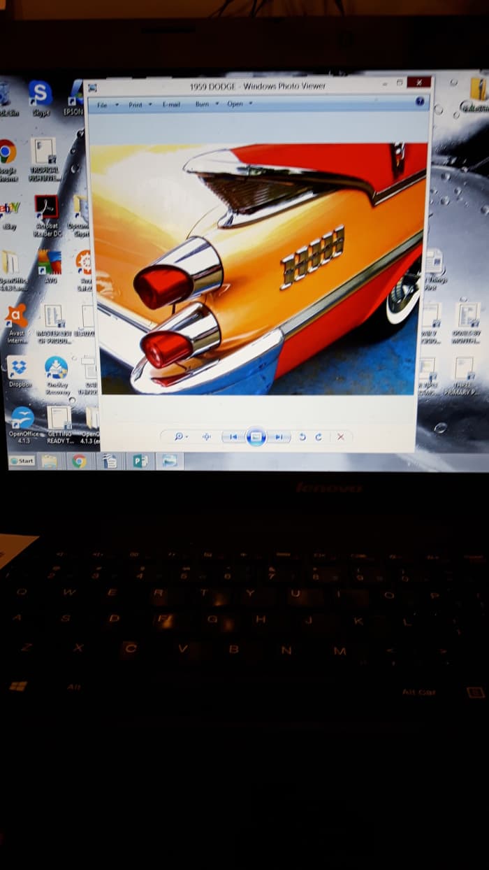 Pick a picture to put on your tea light lamp. Here's a picture of the back end of a 1959 Dodge.