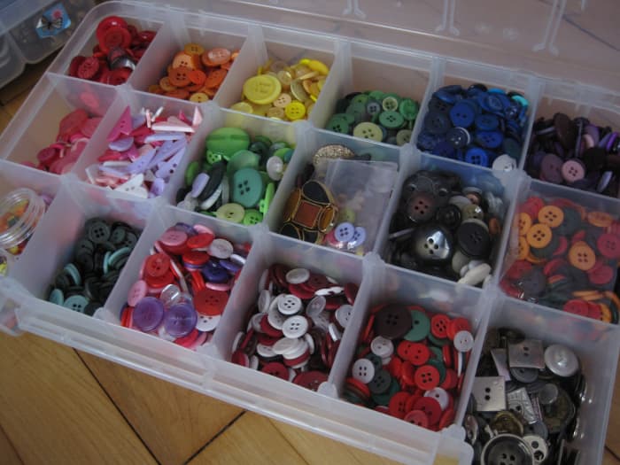 Here is a closer look at one of my button boxes. Yep, this organization takes a long time, but it is well worth the effort because of all the time it will save you in the future.