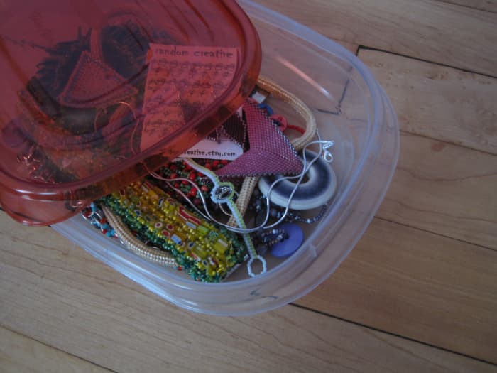 Typically I wait until the container is full to sort and tag the items.