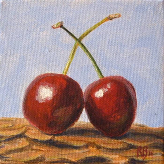 It's ok if you don't like the outcome. This is one of the first of my acrylic paintings that I actually liked. "Loving Cherries". All rights reserved.