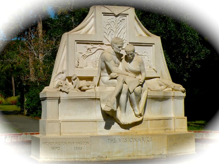 Anna's sculpture,The Visionaries, depicts Anna and Archer Huntington pouring over plans for Brookgreen Gardens.