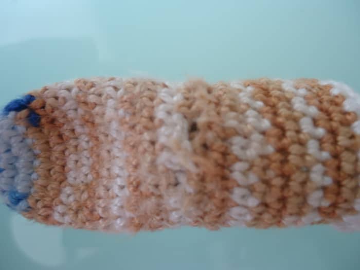 There is now a hole in the middle of the thimble. The cotton is also showing signs of felting and sometimes goes into my new projects.