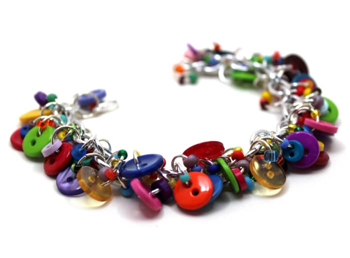I like to use a combination of new and vintage buttons for my button charm bracelets.
