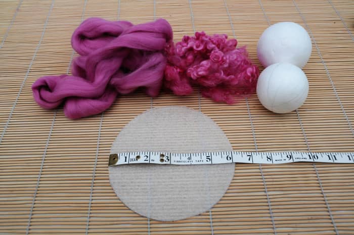 Some of the Items Needed for this Tutorial: Template, wool roving, polystyrene balls and a few curls for texture if required.