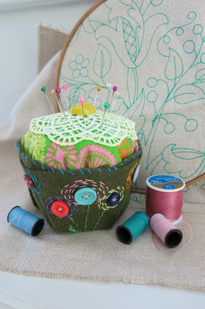 This pretty pincushion is easy to make with some basic sewing skills and materials.