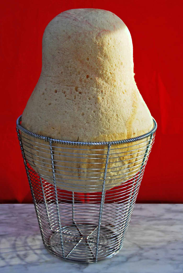 Hand-crafted hat block made in a metal waste paper basket using Big Gap Filler Insulating Foam Sealant