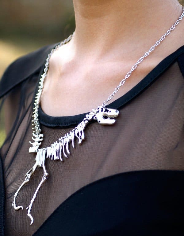 This eye-catching dinosaur skeleton necklace would make an awesome gift for a girl who likes cool, unusual jewelry.
