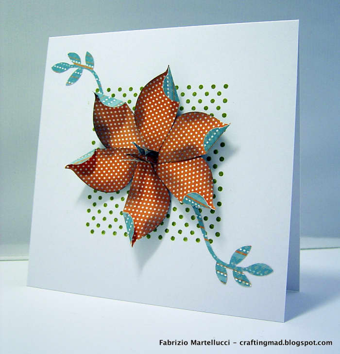 Tropical flower greeting card made using Stampin' Up supplies: dot dot dot stamp, two step bird punch.