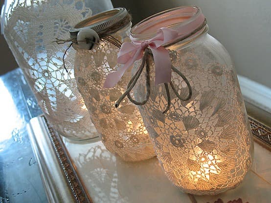 There are tons of different ways to dress up your jar, so it will look a lot prettier as a candle holder.
