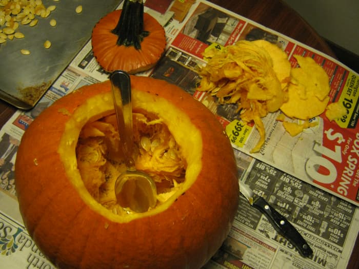 Rescued seeds can be salted and baked for a delicious post carving treat. However, you can also buy these seeds at the grocery store; you may want to think about that. Remember what happened last time you tried to bake something?