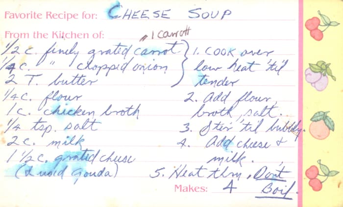 A copy of a family recipe written in Grandma's writing, with her notes, would be much appreciated.