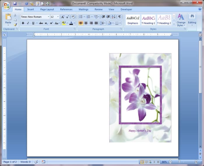 How to create and print a mother s day card using ms word 2010 holidappy