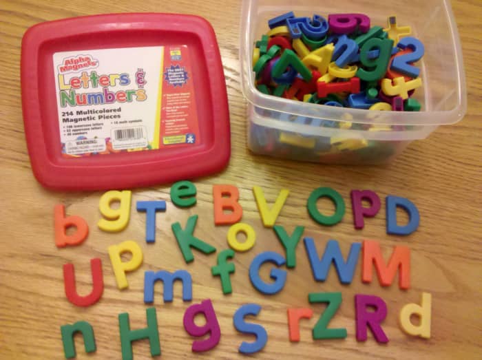 Use magnetic alphabet letters for kids to draw out of a bag to start their scavenger hunt.