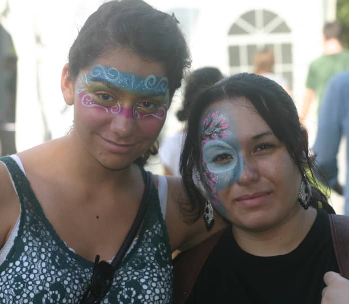 These two women made the day (a celebration of the Japanese New Year) right for them. Some people may say face-painting is for kids, but these two know what makes them happy!