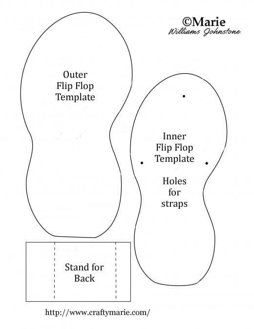 Summer flip flop template to make cards and handmade crafts. Right-click and select "Save image as" to download.
