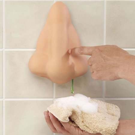 Seriously. What naughty kid wouldn't want to bathe using shower gel that comes out of a big silicone nose? Think of it as ooey, gooey, drippy, slimy snot.
