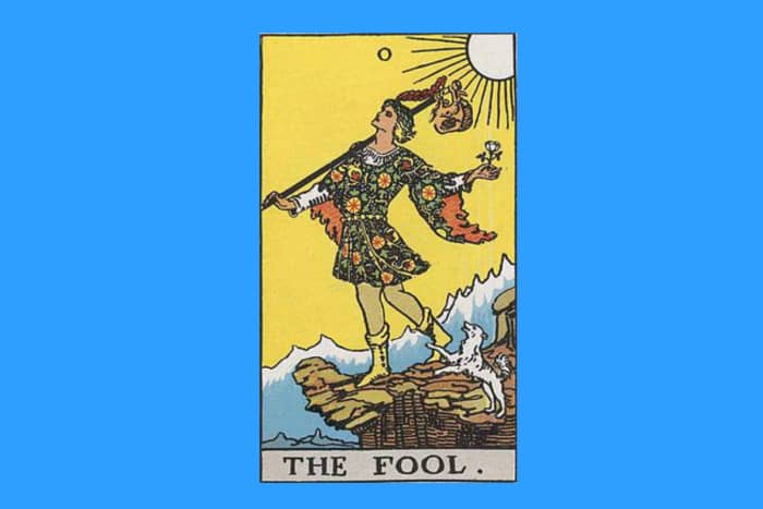 "The Fool" from the Rider-Waite-Smith deck of Tarot cards.