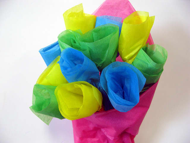 Tissue paper flowers are easy for kids to make, and won't trigger any allergies either.