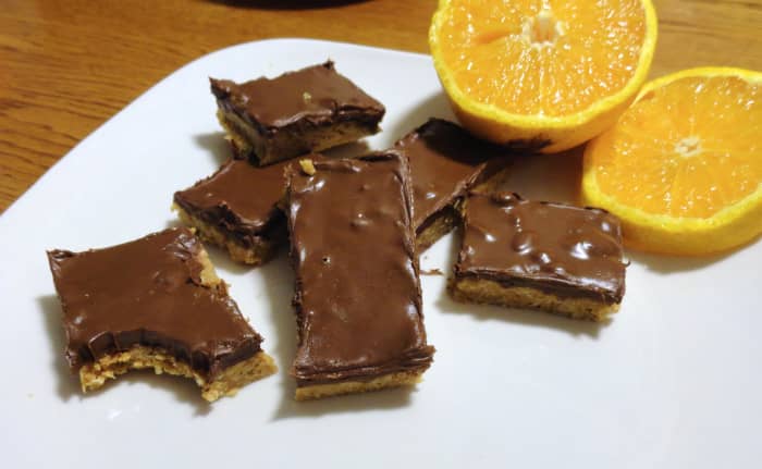 These are my no-bake peanut butter chocolate oat bars. They're delicious, vegan, don't require any cooking, and are enticing for vegans and omnivores alike.