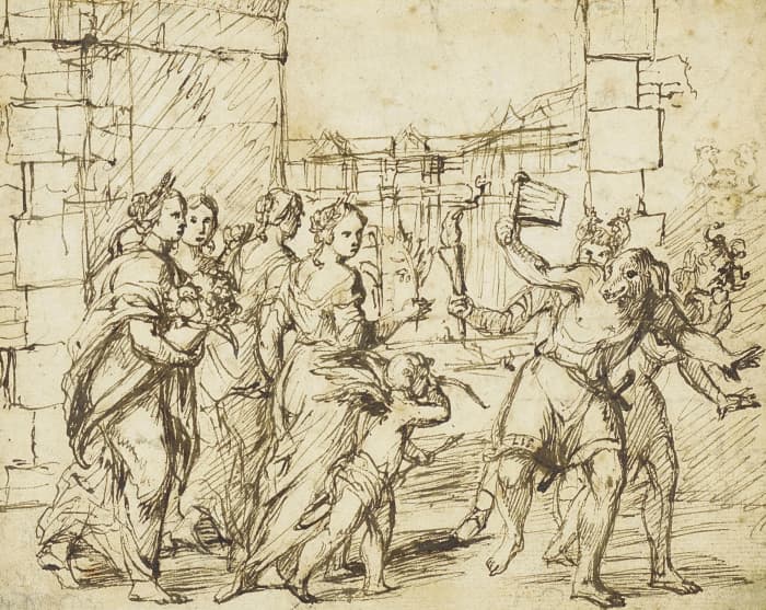 Lupercalia was celebrated in ancient Rome with feasting, street parties, and debauchery.