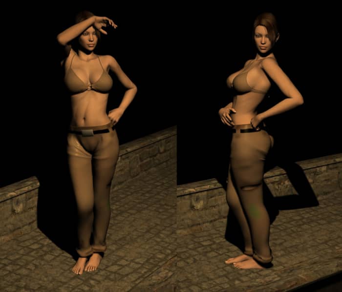 And here is our final product (her pants). Not everything lined up perfectly, but tweaks are easy once you see it on the 3D model. (I forgot to apply the bump map, so to see an example, look at the title picture of this article.)