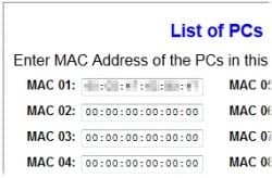 Linksys list of PCs