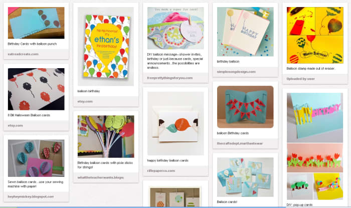 When I got the idea to write a balloon greeting card article, I started a Pinterest board to collect ideas.