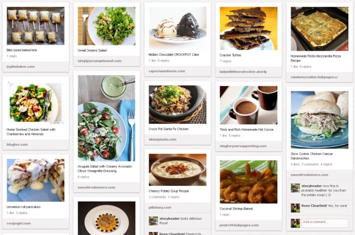 Instead of letting unsorted recipe bookmarks that I may or may not ever use pile up in Firefox, I pin recipes I like.