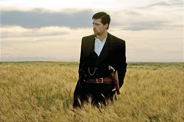 Brad Pitt portrays the outlaw Jesse James in The Assassination of Jesse James by the Coward Robert Ford.